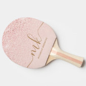 トレンディーバラ金ゴールドファンシーグリッターイニシャルと名前 卓球ラケット (横)