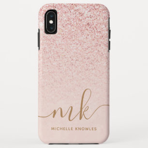 トレンディーバラ金ゴールドファンシーグリッターイニシャルと名前 iPhone XS MAXケース