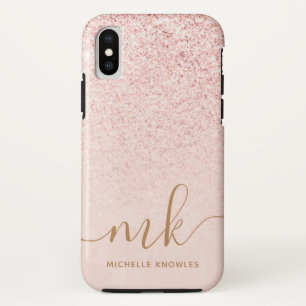 トレンディーバラ金ゴールドファンシーグリッターイニシャルと名前 iPhone XSケース
