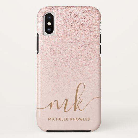 トレンディーバラ金ゴールドファンシーグリッターイニシャルと名前 Case-Mate iPhoneケース (裏面)