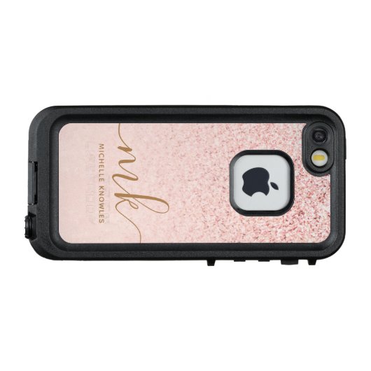 トレンディーバラ金ゴールドファンシーグリッターイニシャルと名前 LifeProof iPhoneケース (裏面横)
