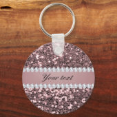 トレンディーバラ金ゴールドフェイクグリッターおよびダイヤモンド キーホルダー (正面)