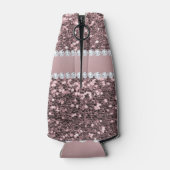 トレンディーバラ金ゴールドフェイクグリッターおよびダイヤモンド ボトルクーラー (裏面)