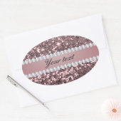 トレンディーバラ金ゴールドフェイクグリッターおよびダイヤモンド 楕円形シール (封筒)