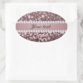 トレンディーバラ金ゴールドフェイクグリッターおよびダイヤモンド 楕円形シール (バッグ)