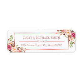 トレンディーバラ金ゴールドフレームヴィンテージピンクの花 ラベル