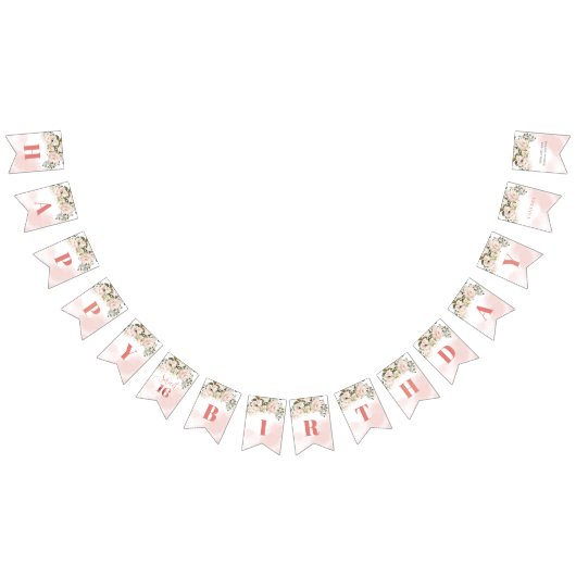 トレンディーバラ金ゴールドフローラセージ16th誕生日パーティー バンティングフラッグ (全)