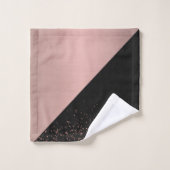 トレンディーバラ金ゴールドブラックグリッターラブ バスタオルセット (ウォッシュタオル)