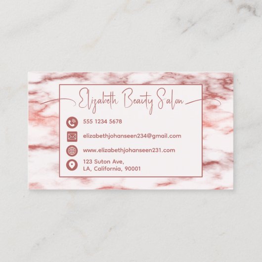 トレンディーバラ金ゴールドホワイトマーブルメイクアップアーティストサロン 名刺 (裏面)