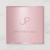 トレンディーバラ金ゴールドモダンエレガントテンプレートモノグラム スクエア名刺 (正面)