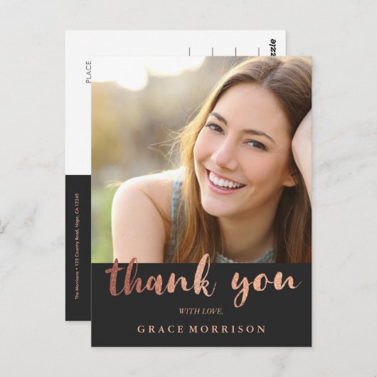 トレンディーバラ金ゴールド卒業写真ありがとう ポストカード (正面/裏面)