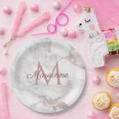 トレンディーバラ金ゴールド大理石デザインモノグラムテンプレート ペーパープレート (パーティー)