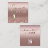 トレンディーバラ金ゴールド美容師ソーシャルメディアQRコード スクエア名刺 (正面/裏面)