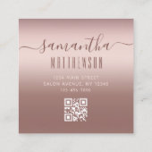 トレンディーバラ金ゴールド美容師ソーシャルメディアQRコード スクエア名刺 (裏面)