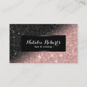 トレンディーバラ金ゴールド&ブラックグリッター美しいサロン 名刺 (正面)