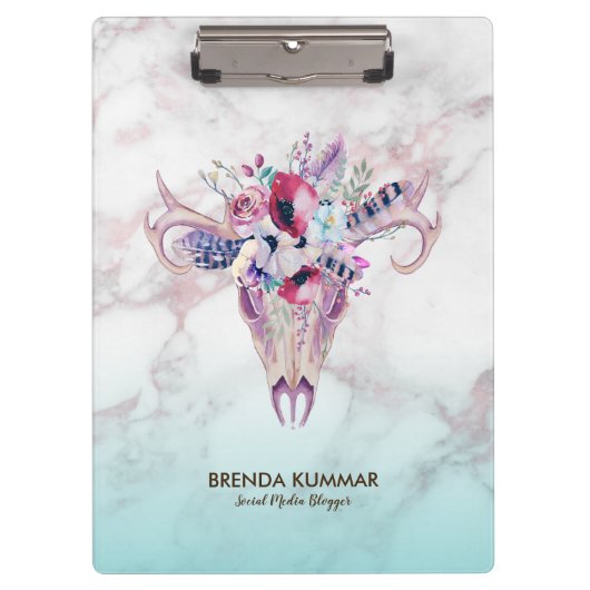 トレンディーバラ-金ゴールドマーブルグラデーション&ボホスカル クリップボード (正面)