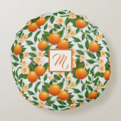 トレンディーバレンシアオレンジモノグラムの ラウンドクッション (裏面)