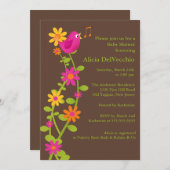 トレンディーバード&フラワーズベビーシャワー招待状 招待状 (正面/裏面)