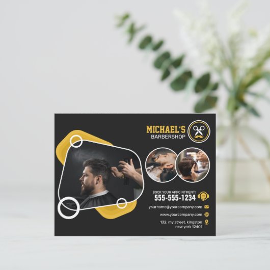 トレンディーバーバーショップヘアスタイリング理容師ショップヘアカット ポストカード (スタンド正面)