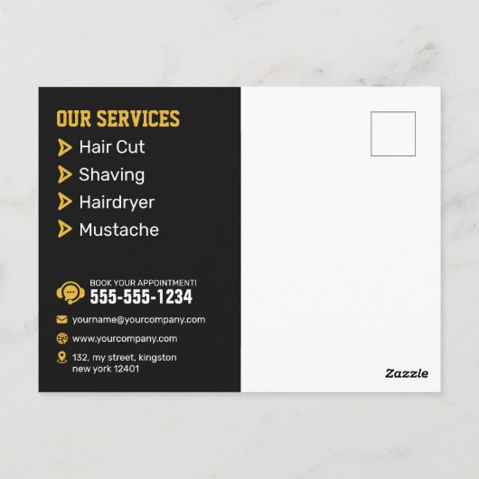 トレンディーバーバーショップヘアスタイリング理容師ショップヘアカット ポストカード (裏面)