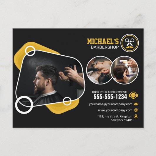 トレンディーバーバーショップヘアスタイリング理容師ショップヘアカット ポストカード (正面)