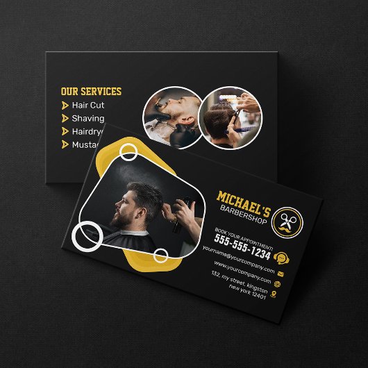 トレンディーバーバーショップヘアスタイリング理容師ショップヘアカット 名刺