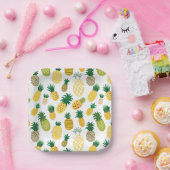 トレンディーパイナップルパターン ペーパープレート (パーティー)