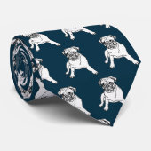 トレンディーパグドッグネイビークラシックブモダンルネックタイ ネクタイ (ロール)