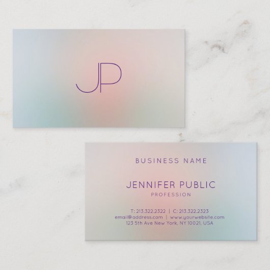 トレンディーパステルカラーズモモダンノグラムテンプレート 名刺 (正面/裏面)
