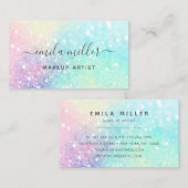 トレンディーパステルグリッターメイクアップアーティストヘアサロン 名刺 (正面/裏面)