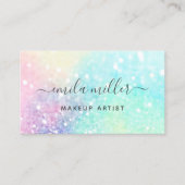 トレンディーパステルグリッターメイクアップアーティストヘアサロン 名刺 (正面)