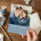 トレンディーパステルダスティブルーカラーシンプルシック写真 セーブザデート