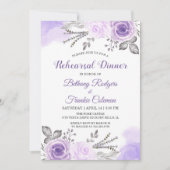 トレンディーパステルパープルフローラシックリハーサルディナー 招待状 (正面)
