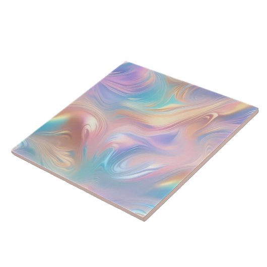 トレンディーパステルピンクブルーイエロー抽象芸術波 タイル (側面)