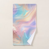トレンディーパステルピンクブルーイエロー抽象芸術波 バスタオルセット (ハンドタオル)