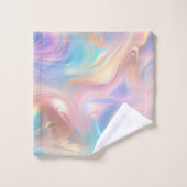 トレンディーパステルピンクブルーイエロー抽象芸術波 バスタオルセット (ウォッシュタオル)