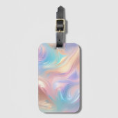 トレンディーパステルピンクブルーイエロー抽象芸術波 ラゲッジタグ (正面縦)