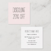 トレンディーパステルピンクミニマリストモダン割引カード 割引カード (正面/裏面)