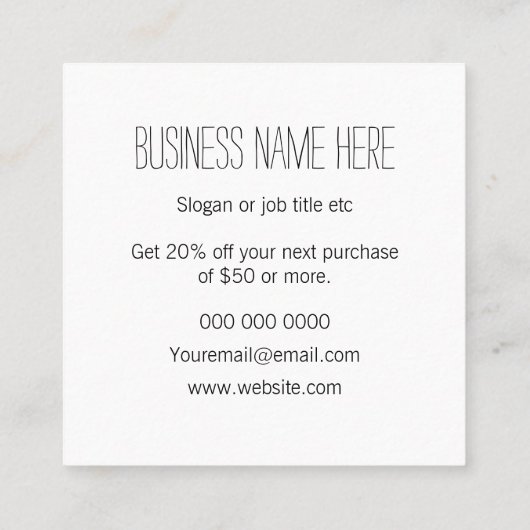 トレンディーパステルピンクミニマリストモダン割引カード 割引カード (裏面)