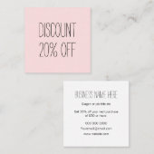 トレンディーパステルピンクミニマリストモダン割引カード 割引カード (正面/裏面)