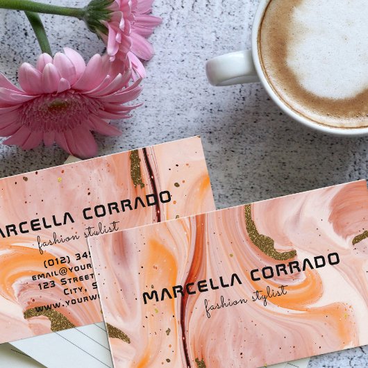 トレンディーパステルマーブルゲート金ゴールドファッションスタイリスト 名刺