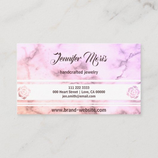 トレンディーパステルマーブルピンクベージュウィズモノグラム 名刺 (裏面)