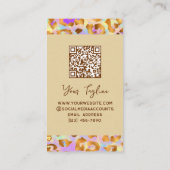 トレンディーパステルモダン金ゴールドレオパード印刷QRコード 名刺 (裏面)