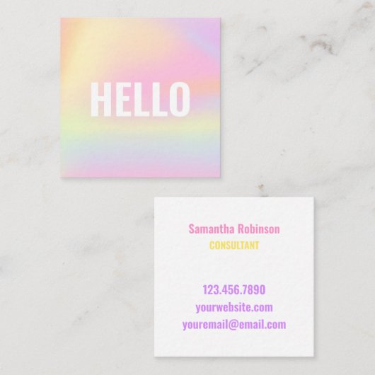 トレンディーパステルレインボーユニコーングラデーションハロースクアール スクエア名刺 (正面/裏面)