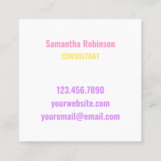 トレンディーパステルレインボーユニコーングラデーションハロースクアール スクエア名刺 (裏面)