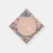 トレンディーパステルレトロフローラピンクブルー誕生日 スタンダードカクテルナプキン (角)