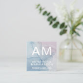 *~*トレンディーパステル抽象芸術アートQRロゴ写真 スクエア名刺 (スタンド正面)