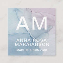 *~*トレンディーパステル抽象芸術アートQRロゴ写真 スクエア名刺