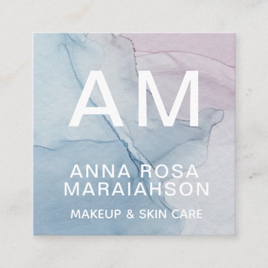 *~*トレンディーパステル抽象芸術アートQRロゴ写真 スクエア名刺 (正面)