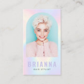 トレンディーパステル虹のアーチ縁ど写真 名刺 (正面)